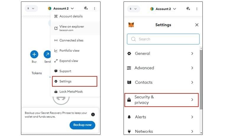 بازیابی کیف پول metamask